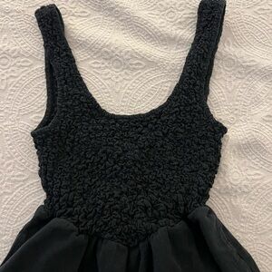 Black Textured Sleeveless Romper